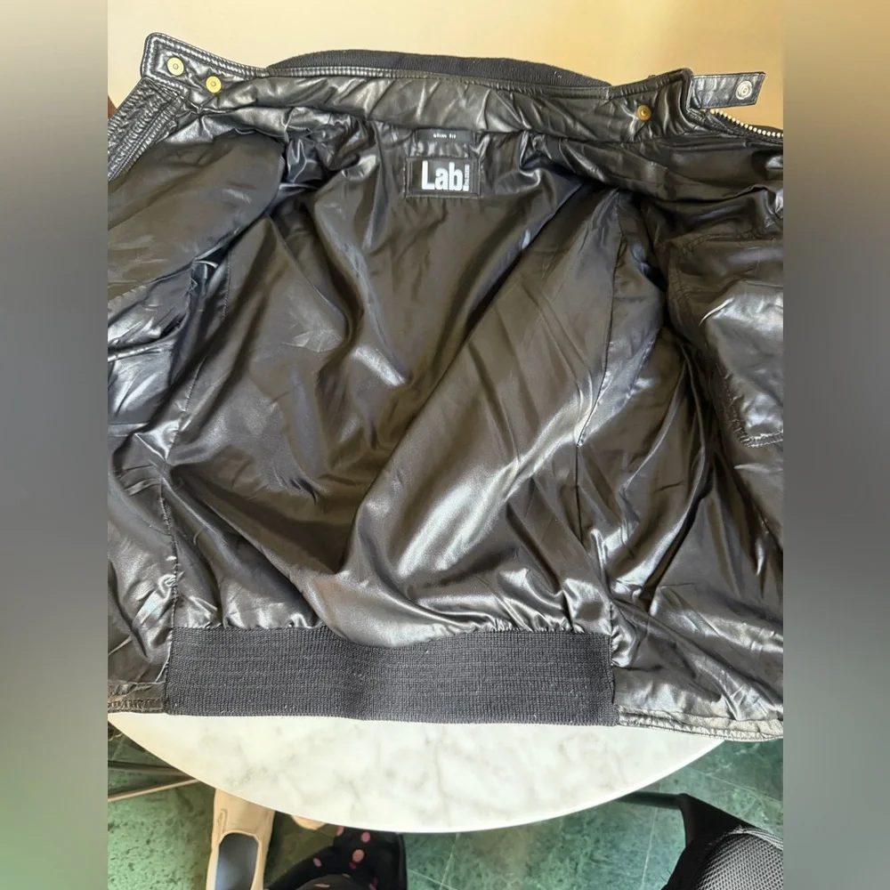 Pal Zileri Men's 100% Genuine Leather Black Quilted Bomber Jacket Size Small - Picture 11 of 11